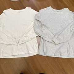 ユニクロ　長袖Tシャツ 2色セット ホワイト・グレー　ロンT サイドスリット