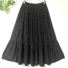 シンプリシテェ ロングスカート フレア Aライン モノトーン 白 黒 ドット柄