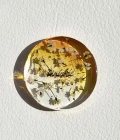 オレンジグラデーションカラー　ヘアゴム　ハンドメイド　レジン　丸　レースフラワー