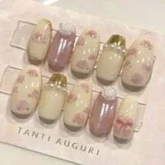 91♥ピンク レトロ ローズ ジェルネイル チップ♥ 【オーダーページ】