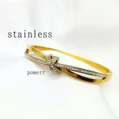 ステンレス　ゴールド　金 上品 ブレスレット アクセサリー　結び　ジルコニア