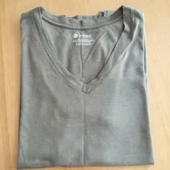 nano universe 吸水速乾 VネックTシャツ ブラウン