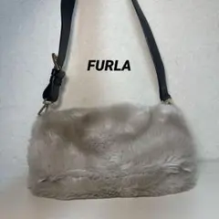 極美品 FURLA Faux Fur Shoulder Bag