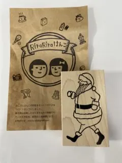 RiraRiraはんこ　歩くサンタ　40㎜x65㎜　ラバースタンプ　新品未使用