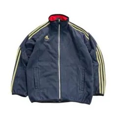 マ 様7AS2【adidas】ロゴ刺繍　フリースジャケット　スポーツ　ネイビー