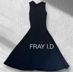 美品 FRAY I.Dフレイアイディー リブニットノースリーブワンピ マキシ丈黒