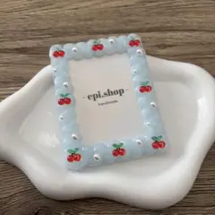 ホイップデコ トレカケースデコ うるちゅる水色 さくらんぼ シンプル♡