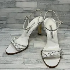 【美品】MANOLO BLAHNIK　サンダル　アンクルストラップ　ステッチ