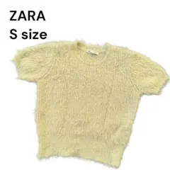 ZARA ザラ フェイクファーニット 半袖 グレー　Sサイズ