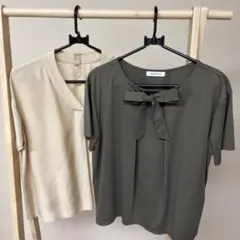 NEWYORKER２点⭐︎リボン付きカットソーL &イエローベージュブラウス9号のサムネイル