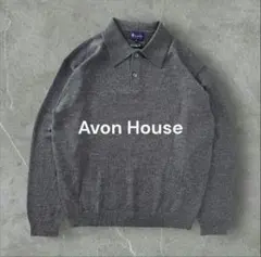 Avon House ニットポロシャツ チャコールグレー 長袖セーター L