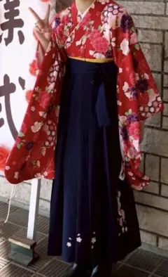 花柄 赤 袴 子供用
