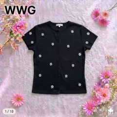 WWG デイジー刺繍 リブカーディガン 半袖 黒 フーズフーギャラリー Y2Kのサムネイル