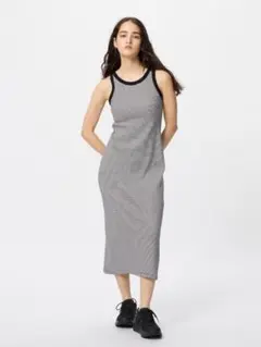 ユニクロ　リブブラワンピース/ストライプLノースリーブ ロングワンピース