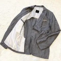 ザラマンベーシック　テーラードジャケット　グレー　麻　44