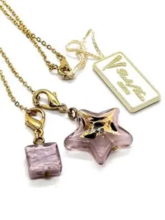 【イタリア製】ベネチアンガラススター形ペンダントネックレス　チャーム　2個セット