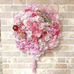 ラスト1点！華やか♡桜リース♡八重桜と手鞠♡羽子板飾りのリース♡造花リース