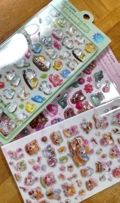 【まとめ売り3点】3D 立体 シール ぷくっと可愛い シール帳に