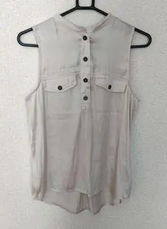 ベージュ ノースリーブシャツ ボタン付き H&M タンクトップ 新品同様美品