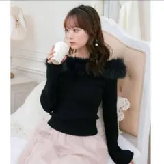 ファーオフショル ニット トップス RETROGIRL レディース