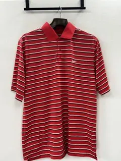 Nike DRI-FIT 赤 ストライプ ポロシャツ