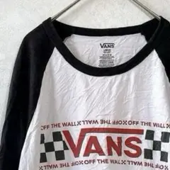 VANS バンズ チェッカーフラッグ ラグラン 七分袖 Tシャツ Ｌ ストリート