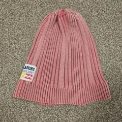 ニット帽 ピンク リブ編み