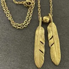 2連 ゴールド フェザーネックレス 全金フェザーネックレス