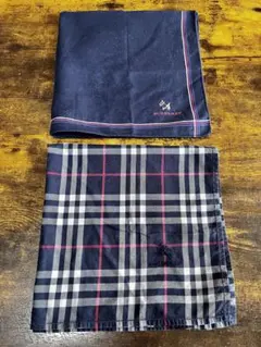 Burberry バーバリー　ノバチェック　ネイビー　ハンカチ　２枚