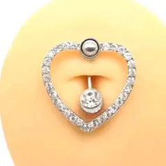 新品 大きい ハート へそピアス ラインストーン シルバー 派手 かわいい