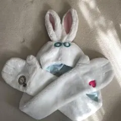 ディズニー 不思議の国のアリス 白うさぎ マフラーキャップ ファンキャップ