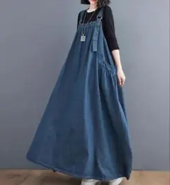 Mデニムロングサロペット フリーサイズ