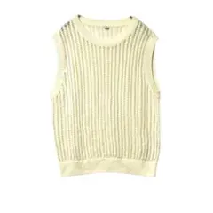 2950☆ユニクロ メッシュニットベスト サマーニット かぎ編み XL 白