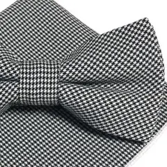 蝶ネクタイ・ポケットチーフ 白 黒 千鳥格子柄 挙式 新郎 無地 人気