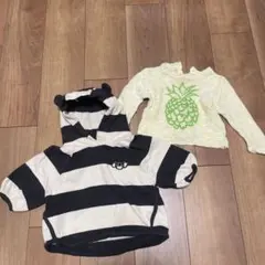 6-9M ストライプ 柄フード付パーカー パイナップル柄ニットセーター