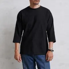 良品 GOODWEAR フットボールTシャツ 七分袖 USA綿 XL ブラックのサムネイル