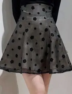 MARY QUANT　デイジーフロッキープリントバックレースアップミニスカパンのサムネイル