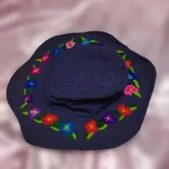 メキシコ グアテマラ花刺繍 バケットハット エスニック　新品未使用タグ無し