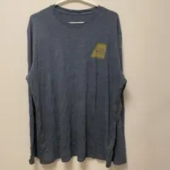 ザノースフェイス ロンT クルーネック 長袖 無地 ビッグサイズ XL 青灰 綿