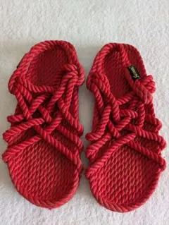 美品　Gurkeesガーキーズ　ヴィーガンロープサンダル 23.5cm 希少赤色