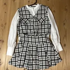 GRL ツイードチェックベスト×プリーツスカート セットアップ dk1279