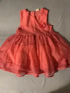 H&M コーラルピンク ストライプ柄 ノースリーブ ワンピース 86