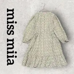 miss miia キッズ ハート柄 ロングワンピース 長袖 (120)ベージュ