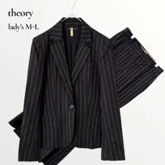 【美品】theoryセオリー／パンツスーツ ストライプ柄 ブラック M〜L