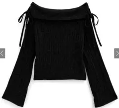 1名様 新品未使用 タグ付 GRL リボン オフショルニット 黒 F gf91