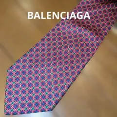 新品‼️BALENCIAGA メンズ ネクタイ 総柄 ネイビー系