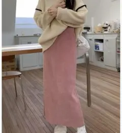 【未使用】コーデュロイ ロングスカート ピンク サイズM