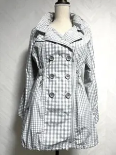 Lugiva ルギヴァ　ライトグレー チェック柄 ダブルブレストコート