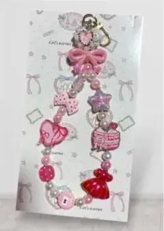 ピンクのモチーフ携帯ストラップ