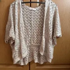 earth music&ecology　すかし編み 半袖カーディガン Ｌサイズ